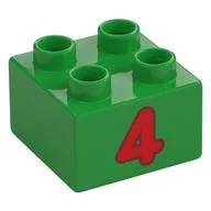 Duplo Brick 2 x 2 with Red '4' Print