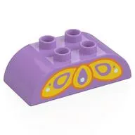 Duplo Brick 2 x 4 Curved Top with Yellow Butterfly Wing Print