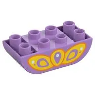 Duplo Brick 2 x 4 Curved Bottom with Yellow Butterfly Wing Print