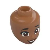 Minidoll Head, Black Eyebrows, Reddish Brown Eyes, Wide Open, Dark Red Lips