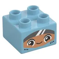 Duplo Brick 2 x 2 with Medium Nougat Face and Visor print