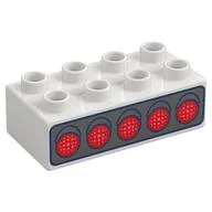Duplo Brick 2 x 4 with 5 Red Lights, 5 Green Lights on Back print