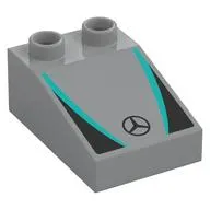 Duplo Brick 3 x 2 Slope 33° with Black and Dark Turquoise Panels, Mercedes Logo print