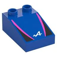 Duplo Brick 3 x 2 Slope 33° with Black and Dark Pink Panels, White 'A' print