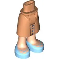 Minidoll Hips and Mid-Length Skirt with Dark Blue Buttons, Light Nougat Legs, Bright Light Blue Shoes print