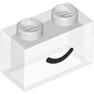 Brick 1 x 2 without Bottom Tube with Black Curved Line / Smile print