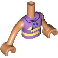 Minidoll Torso Girl with Nougat Arms and Hands with Medium Lavender Hoodie, Bright Light Yellow Stretched Dog Around print