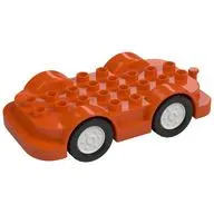 Duplo Car Base 4 x 8 with Four Black Wheels and White Hubs