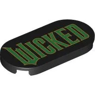 Tile Round 2 x 4 with Green 'WICKED' print