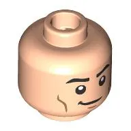 Minifig Head Superman, Black Eyebrows, Nougat Cheek Lines, Smile/Red Eyes, Angry