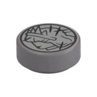 Tile Round 1 x 1 with Scratched Coin, Heads print