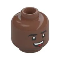 Minifig Head Miles Morales, Eyebrows, Open Mouth Smile / Confused Print