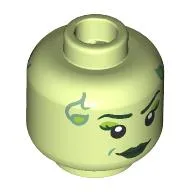 Minifig Head Poison Ivy, Dark Green Eyebrows, Lime Eyeshadow, Dark Green Lips, Sand Green Leaves, Neutral / Angry Frown