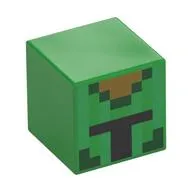 Minifig Head Special, Cube with Black visor, Green Cactus Stripes print