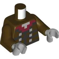 Torso Pixelated Black, Dark Red, and Silver Squares (Buttons) Print, Dark Brown Arms, Light Bluish Gray Hands