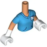 Minidoll Torso Girl with Nougat Arms and Hands with Dark Azure Scrubs, White Gloves, ID Badge print