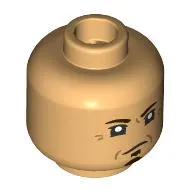 Minifig Head Marty, Black Eyebrows, Thin Goatee, Lopsided Smirk