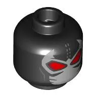 Minifig Head Bane, White Face Mask, Stitches, Red Alien Eyes, Bright Green Venom Tube on Back