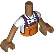 Minidoll Torso Boy with Medium Nougat Arms and Hands with Reddish Orange Apron, Dark Red Strap, White Shirt print