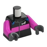 Torso, Racing Suit, Dark Pink Band, White 'A' print, Dark Pink Arms, Dark Bluish Gray Hands