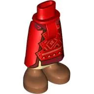 Minidoll Hips and Skirt with Ankles with Tan Decorations, Dark Red Trim, Siena Brown Feet print
