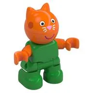 Duplo Figure Child, Cat with Orange Head, Bright Pink Nose, Smile print