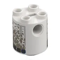 Brick Round 2 x 2 x 2 Robot Body with Blue and Gray Astromech Droid with Mud Stains Print (R2-D2)