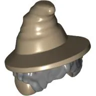 Hair and Hat, Floppy Witch Hat with Dark Bluish Grey Short Bushy Hair and Ear Muffs