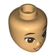 Minidoll Head, Think Black Eyebrows, Brown Eyes, Open Mouth Smile