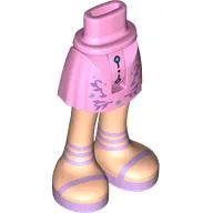 Minidoll Hips and Mid-Length Shorts with Light Nougat Legs, Lavender Sandals print