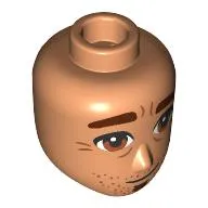 Minidoll Head Male, Reddish Brown Eyebrows, Goatee, Stubbles, Wrinkles