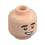 Minifig Head Neville Longbottom, Dark Brown Eyebrows, Tooth Gap, Open Mouth Smile / Scared