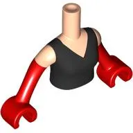 Minidoll Torso Woman with Light Nougat Arms and Hands with Black Dress, Red Gloves print