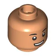 Minifig Head Sig Greebling, Black Eyebrows, Open Mouth Smile / Worried