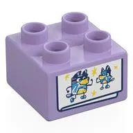 Duplo Brick 2 x 2 with Drawing of Bluey and Bandit print