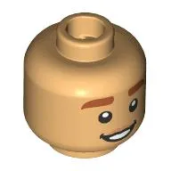 Minifig Head Beast, Dark Orange Eyebrows, Neutral / Open Mouth Smile