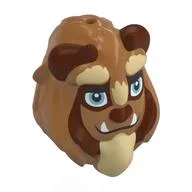 Mask Beast with Reddish Brown Horns, Blue Eyes, Fangs and Tan Beard, Small Pupils Print
