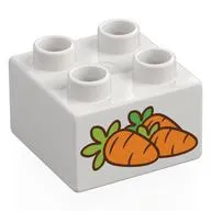 Duplo Brick 2 x 2 with Carrots print