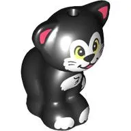 Animal, Cat, Sitting with White Face, Chest, Paws, Bright Light Yellow Eyes, Coral Ears print