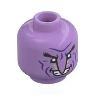Minifig Head Arlong, Black Eyebrows, Long Pointy Noes, Dark Purple Lines, Closed Mouth / Open Mouth Grin