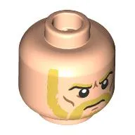 Minifig Head Zeff, Ochre Yellow Sideburns, Moustache, Eyebrows, Angry Stare