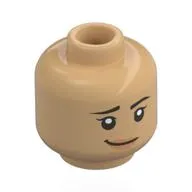 Minifig Head Natalie, Black Eyebrows, Nougat Lips, Pitiful Smirk / Open Mouth Surprised