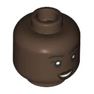 Minifig Head Dawn, Black Eyebrows, Dark Red Lips, Open Mouth Smile/Stern Closed Mouth