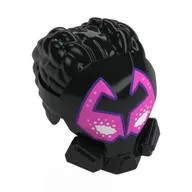 Mask with Hair, Two Thick Braids, Dark Pink Visor, White Eyes, Dark Purple Trim print