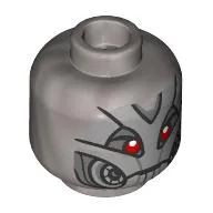 Minifig Head Ultron, Droid Head, Armor Plating, Red Eyes