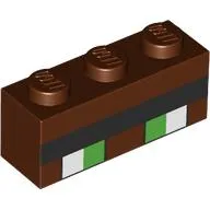 Brick 1 x 3 with Pixelated Bright Green/White Eyes, Black Eyebrow print