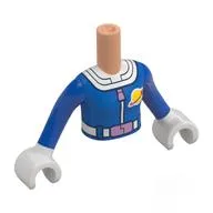 Minidoll Torso Girl with Nougat Arms and Hands with Blue Classic Space Suit, White Trim, Lavender Belt print
