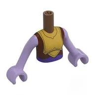 Minidoll Torso Girl with Lavender Arms and Hands with Gold Knight Armor, Reddish Brown Tunic print