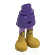 Minidoll Hips and Mid-Length Shorts with Lavender Legs, Gold Boots print