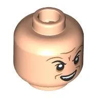 Minifig Head Sméagol, Thin Black Eyebrows, Closed Mouth Smile / Angry, Teeth